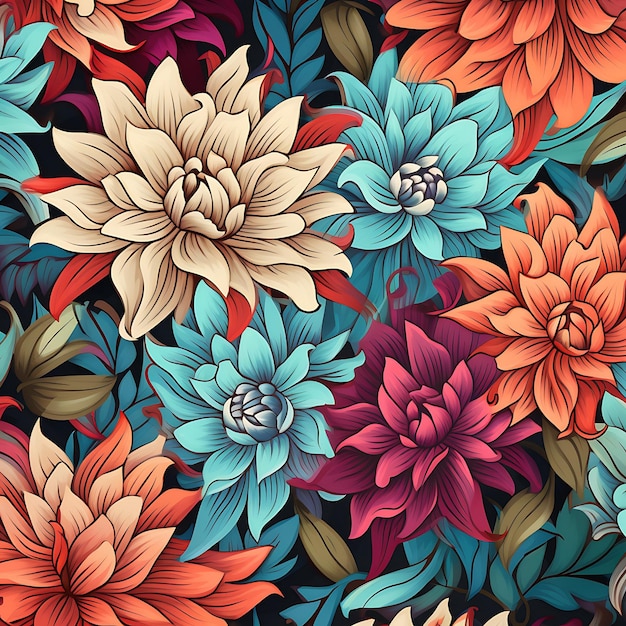 Papel digital de fundo de flor Boho 3d