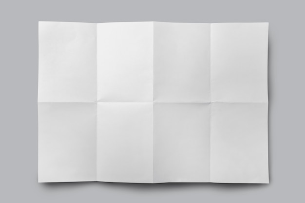 Foto papel doblado blanco aislado sobre fondo gris