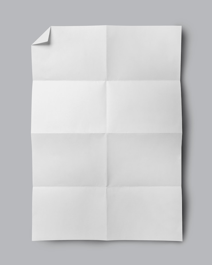 Foto papel doblado blanco aislado sobre fondo gris