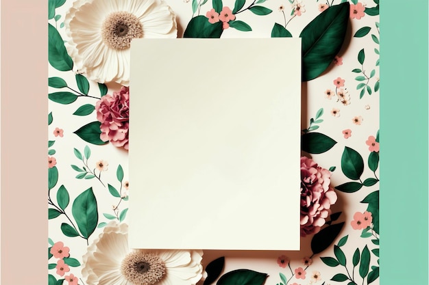 papel em branco com flores nas bordas e branco no meio