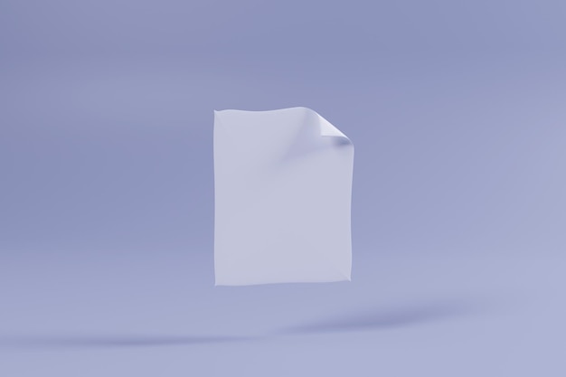 Papel em branco no design de renderização 3d