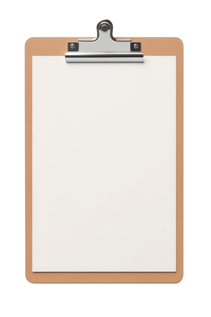 Foto papel em branco png clipboard de colocação plana fundo transparente
