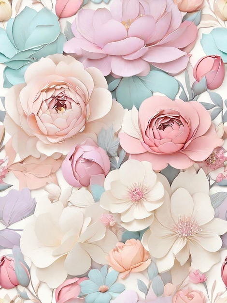 Papel fotográfico elegantes flores de cores pastel