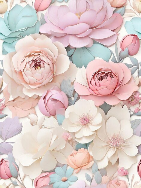 Papel fotográfico elegantes flores de cores pastel