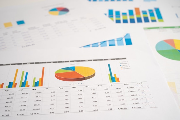 Papel de gráficos o gráficos Estadísticas de cuentas financieras y datos empresariales