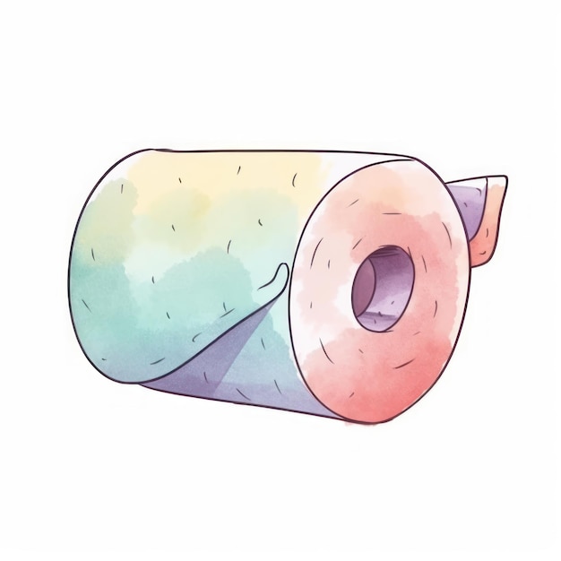 Papel higiênico aquarelado isolado em fundo branco Ilustração desenhada à mão