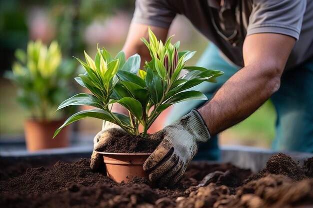 el papel de la mano adicional en la plantación y el cuidado de las plantas