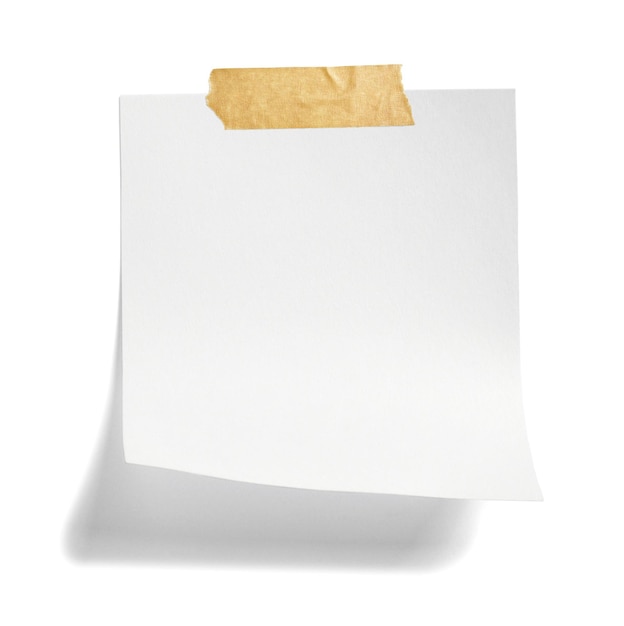 Papel mensaje nota recordatorio fondo en blanco oficina negocio blanco página vacía etiqueta cinta adhesiva