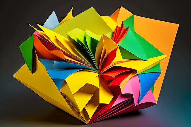 Papel de origami multicolor desplegado para collage de papel de arte creado con ai generativo