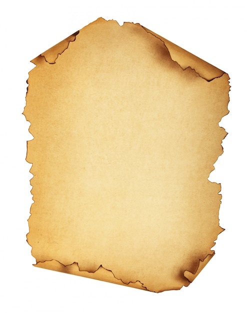 Papel pardo velho isolado no branco