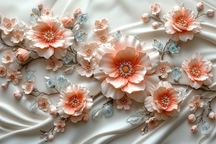 Papel de pared 3D oro elegante y arte de pared real con lujo hermoso mural fondo florido
