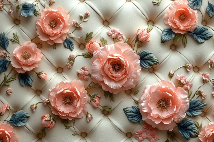 Papel de pared 3D oro elegante y arte de pared real con lujo hermoso mural fondo florido