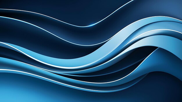 Papel de pared abstracto creado a partir de líneas onduladas azules 3D renderizado en 3D colorido