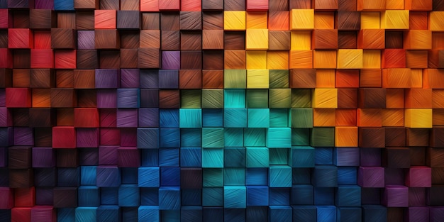 Papel de pared de arte abstracto geométrico de cubos de arco iris