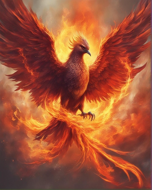 El papel de pared de arte digital de Phoenix Bird On Fire