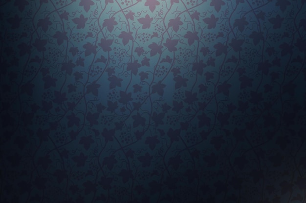 Papel de pared azul vintage con patrón floral