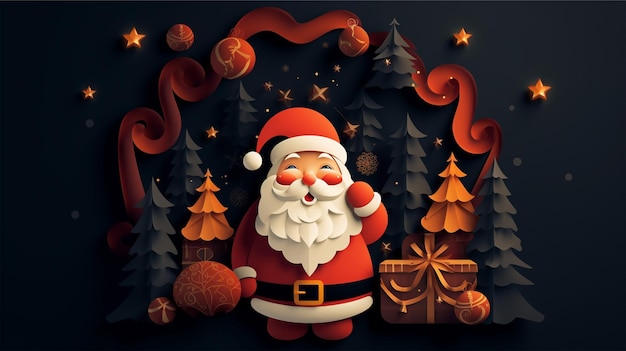 Papel de pared de las decoraciones navideñas de fondo de Santa Claus