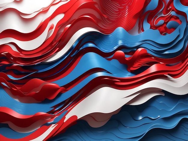 Papel de pared de diseño de fondo abstracto ondulado de color azul y rojo generado por IA