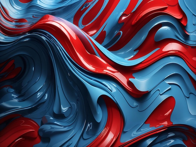 Papel de pared de diseño de fondo abstracto ondulado de color azul y rojo generado por IA