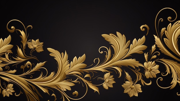 Foto papel de pared dorado de lujo vintage patrón floral fondo vectorial