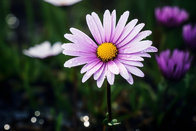 El papel de pared de la flor de aster púrpura de la margarita violeta