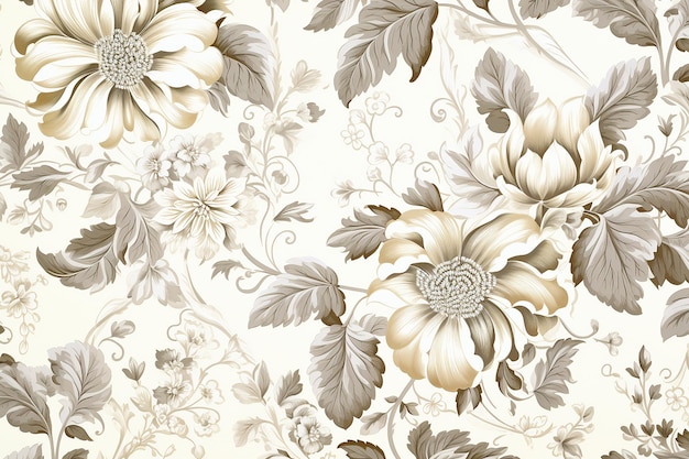 Papel de pared floral vintage con patrón sin costuras