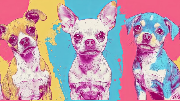 Foto papel de pared de perro estilo de dibujos animados colorido diseño para poster de pancarta fondo de papel de pared