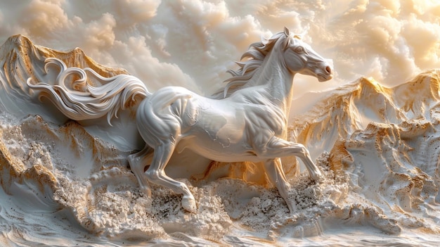 Foto papel de pared en relieve de caballo en 3d