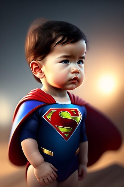 Foto el papel de pared con el retrato de superman boy kid