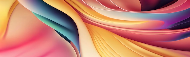 Papel pintado abstracto panorámico con colores pastel AI generativa