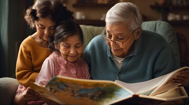 Papel pintado de la actividad de los abuelos El vínculo entre los abuelos y los niños Ilustración del tiempo familiar Generacióna