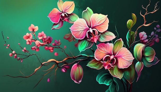 papel pintado agua color flor tropical colores orquídea tulipán