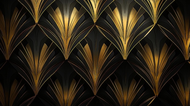 Foto papel pintado art déco negro y dorado con acentos dorados