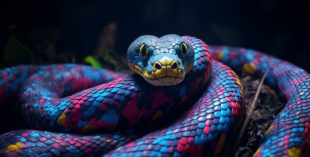 papel pintado de contenido generativo Ai de serpiente unicornio realista