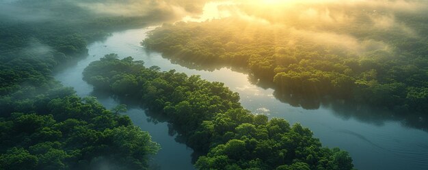 Foto un papel pintado en el delta de un río tranquilo