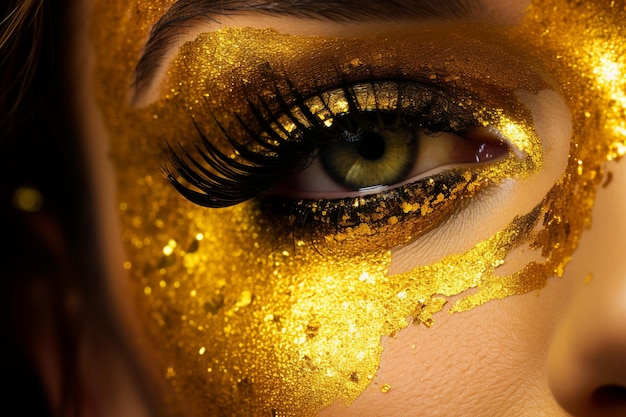 Foto papel pintado estético dorado con maquillaje