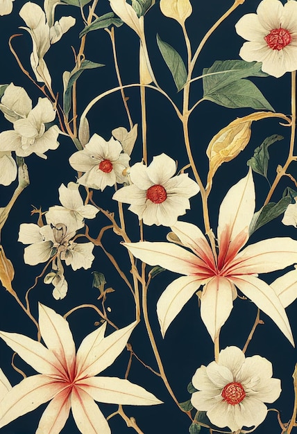 Papel pintado floral botánico del día Generative Ai