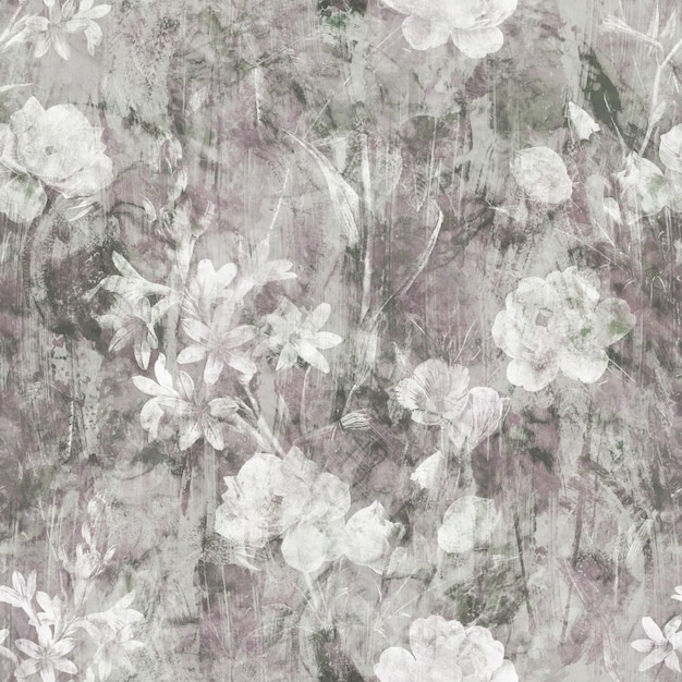 Papel pintado floral gris Patrón decorativo sin costuras Fondo repetido Impresión de papel tapiz enlosable