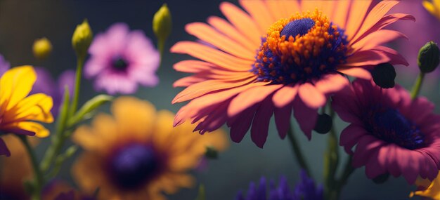 Papel pintado de flores de colores