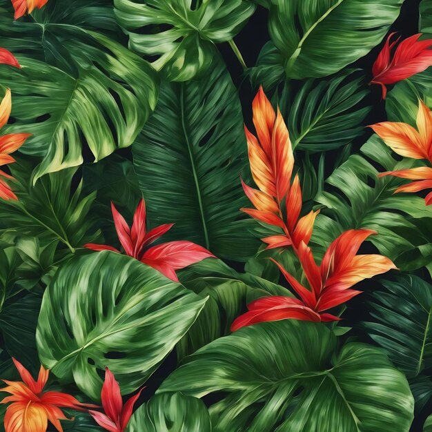 Papel pintado de hojas tropicales