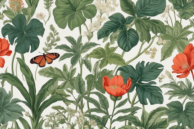 Papel pintado con ilustraciones botánicas La belleza natural en sus paredes