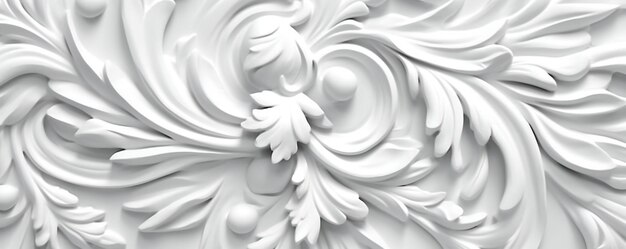Papel pintado de mármol blanco con un patrón de hojas.