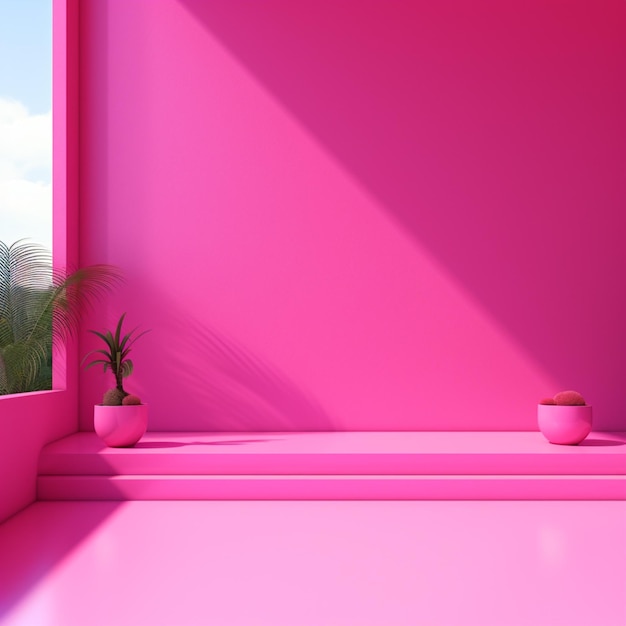 papel pintado minimalista rosa fuerte