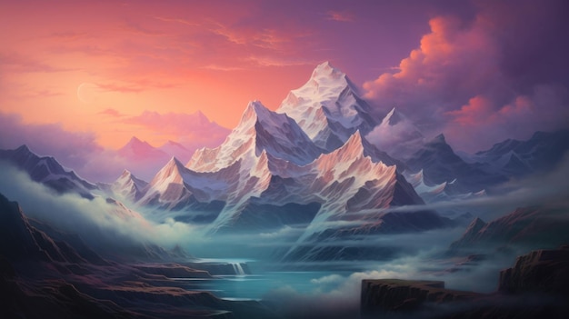 Foto el papel pintado de la montaña de alta fantasía vibrante de sriram