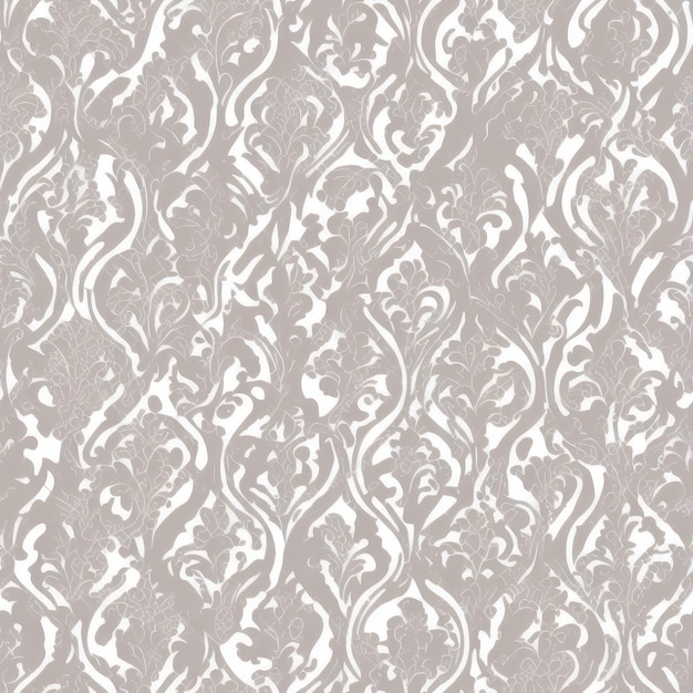 Un papel pintado plateado y blanco con un patrón floral.
