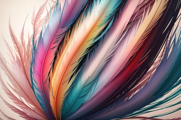 Un papel pintado de plumas de colores con un patrón de plumas de colores.