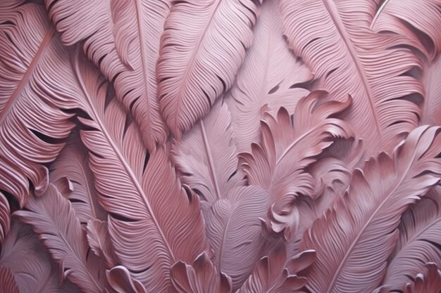 Un papel pintado de plumas rosas con un gran diseño de plumas.