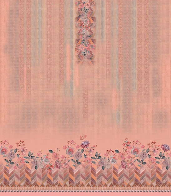 Un papel pintado a rayas rosa con un patrón floral.