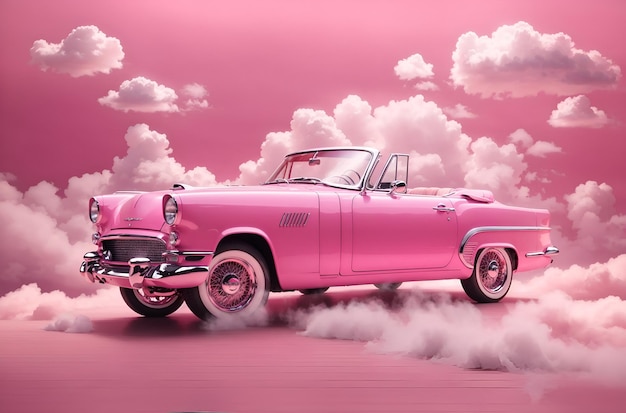 Papel pintado rosa para automóviles clásicos