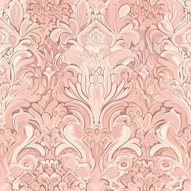 Papel pintado rosa y beige con un diseño floral.